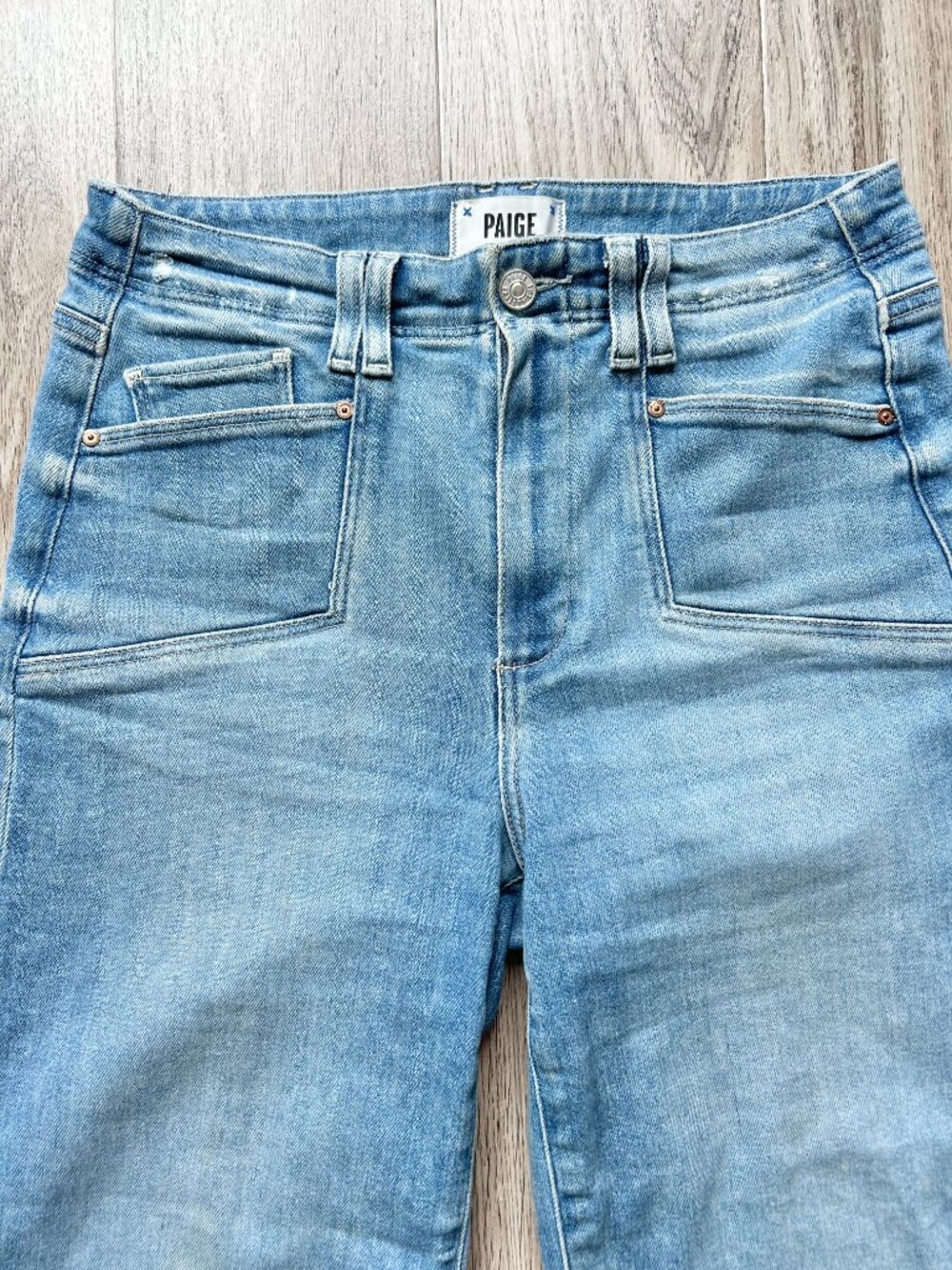 Paige Anessa High Rise Wide Leg Jean Light Wash in Sunnie Distressed Size 28 - Picture 6 of 14